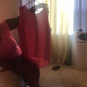 Pink chiffon sleeveless top